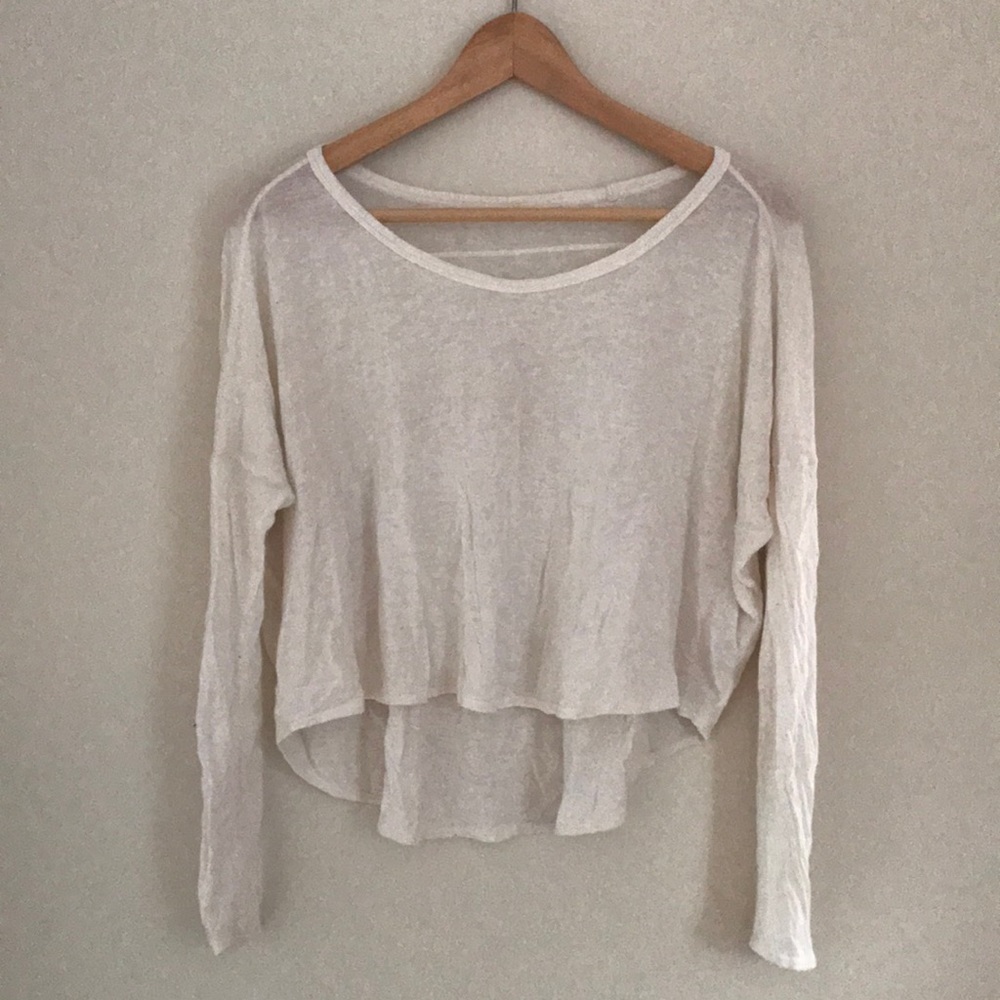 Wilfred free wool blend long sleeve sheer white tee